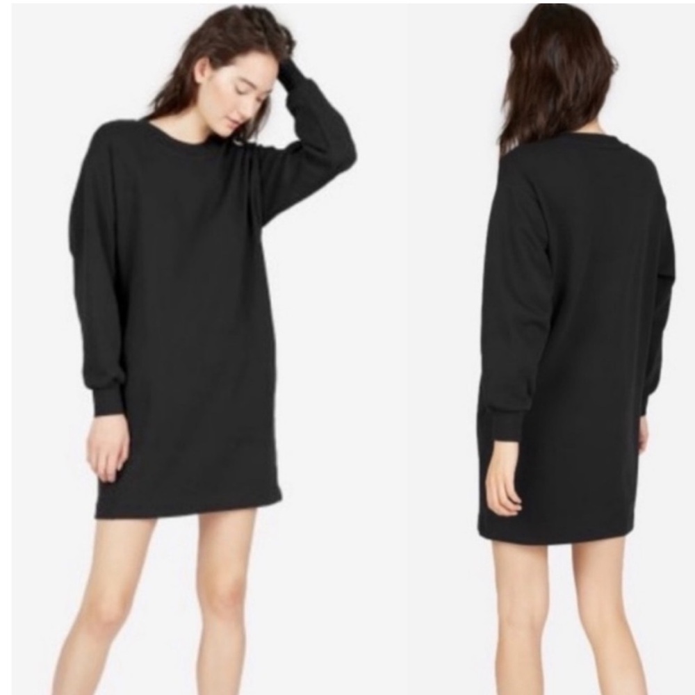 Everlane cotton black sweatshirt dress